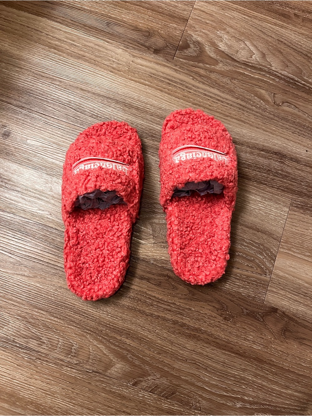 Fuzzy Pink Slide Slippers - Unbranded